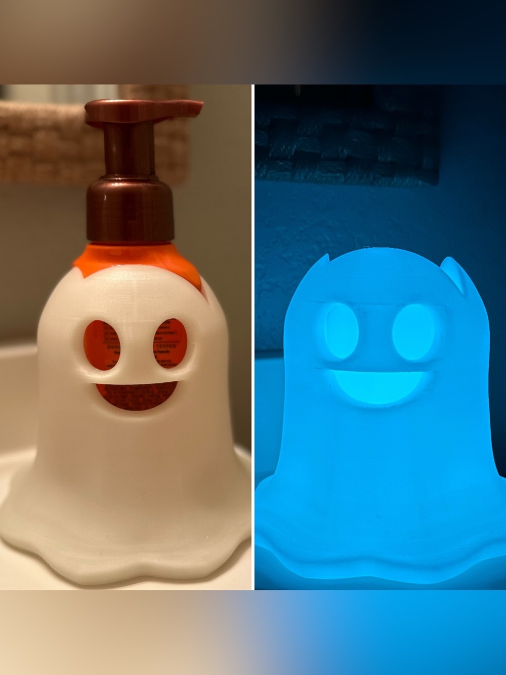 BLUE Glow-in-the-Dark Ghost Foaming Soap Holder for Bath & Body Works Bottles